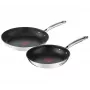 Tefal Duetto+ G732S255 2-Piece Stainless Steel Cookware Set with Straining Lids and Pouring Spouts (16cm Saucepan + 20cm Stewpot)