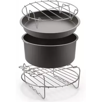 TEFAL Easy Fry Accessory Set for OBH Nordica XXL Airfryer Models - Baking Pan, Skewer Rack, 5 Skewers
