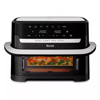 Tefal EY9228 Dual Easy Fry Flex Air Fryer & Grill, 6.5L Dual Zone, 1700W, Black/Silver