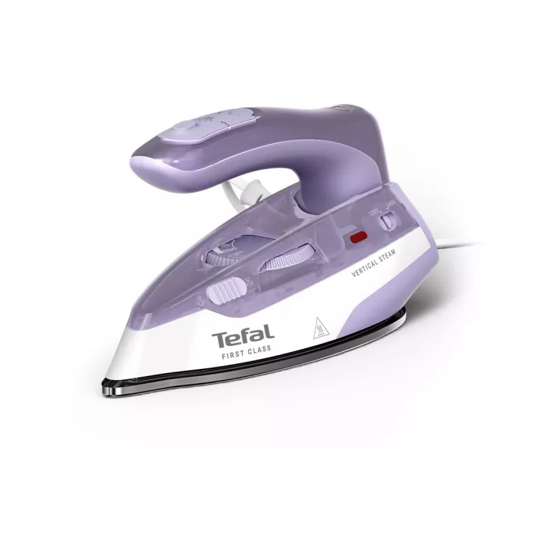 Tefal First Class DB1612E0 Travel Iron - 1100 W, Stainless Steel Soleplate, Dual Voltage, 70 ml Tank, White/Blue