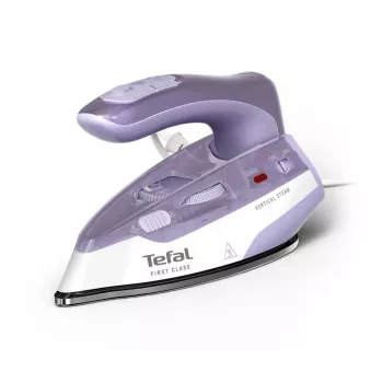 Tefal First Class DB1612E0 Travel Iron - 1100 W, Stainless Steel Soleplate, Dual Voltage, 70 ml Tank, White/Blue