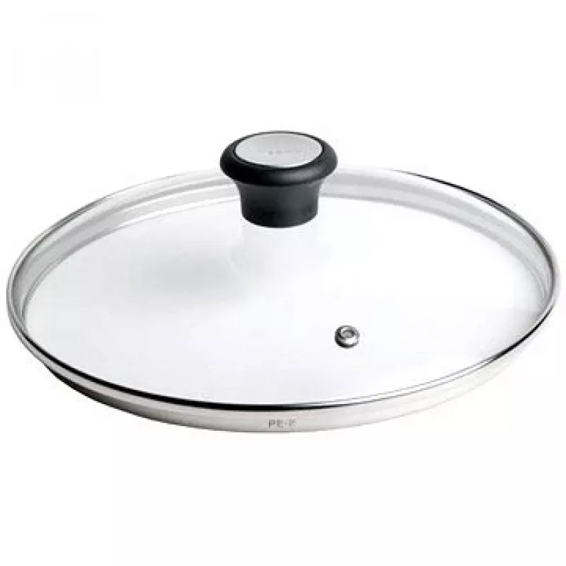 Tefal Glass Lid Ø30cm – Tempered Glass Cookware Lid with Steam Vent, Stainless Steel Rim, Dishwasher Safe