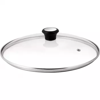 Tefal Glass Lid Ø30cm – Tempered Glass Cookware Lid with Steam Vent, Stainless Steel Rim, Dishwasher Safe