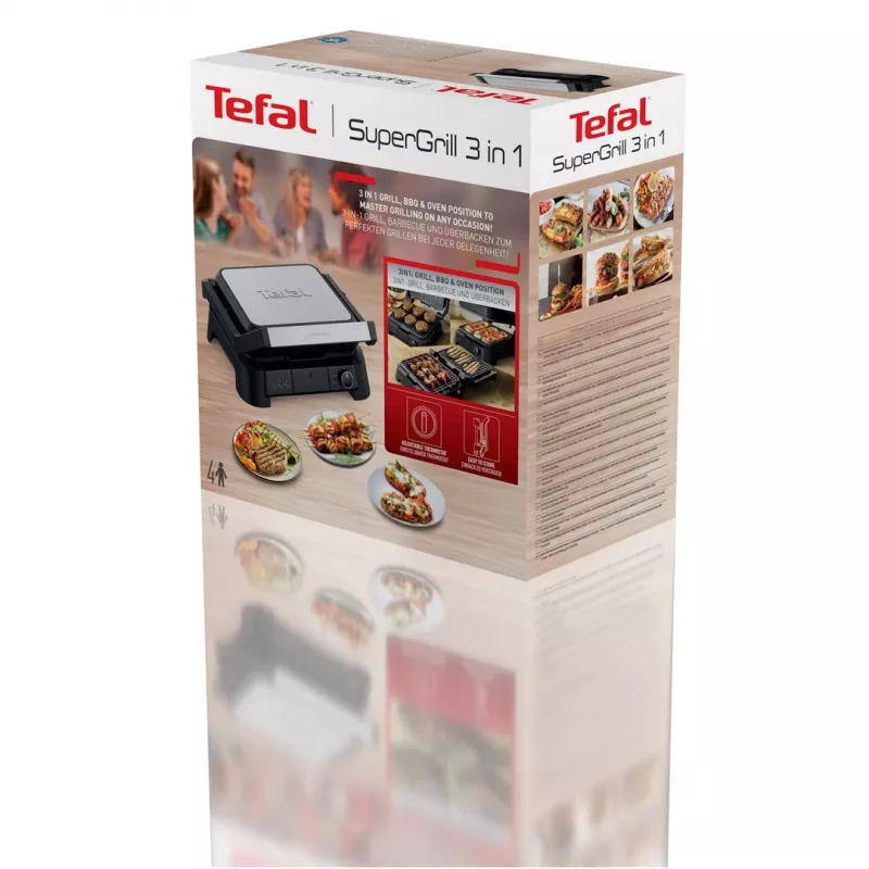 Tefal SuperGrill 3-in-1 GC510DE0 Contact Grill, 2000 W, Silver/Black