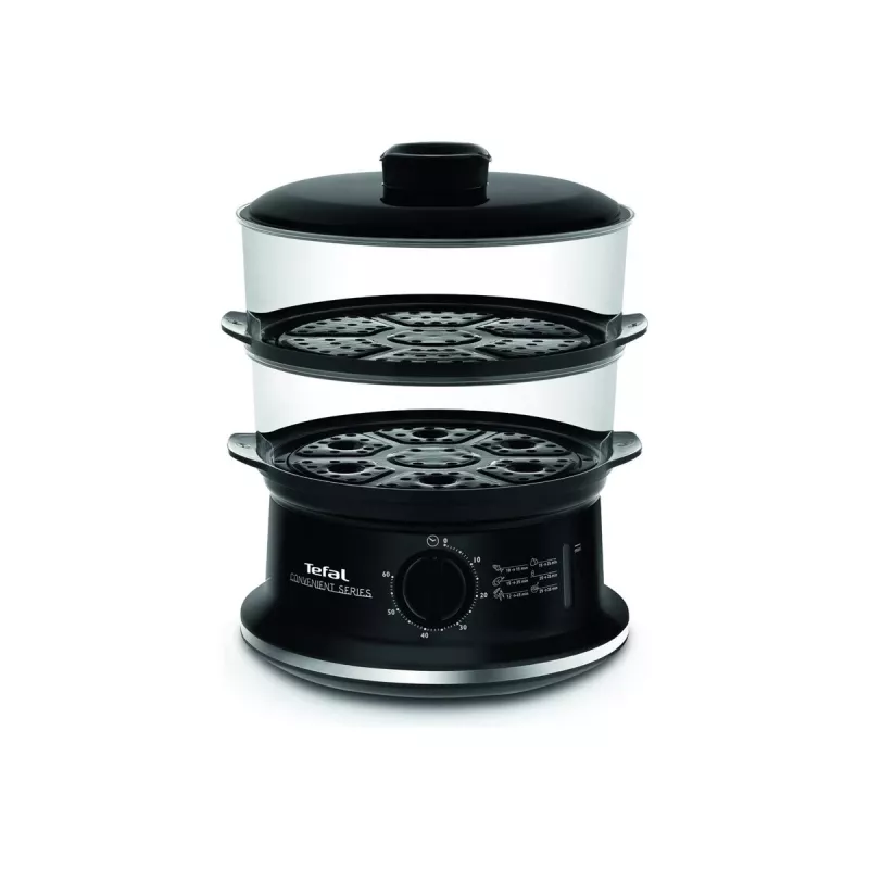 Tefal VC140135 Convenient Steam Cooker, 2 Baskets, 6.5 L, 900 W, Black