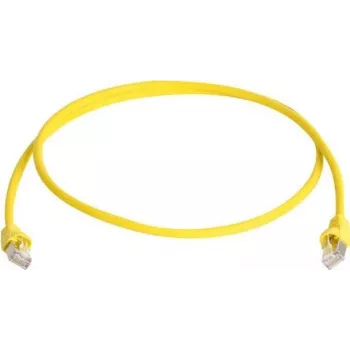 Telegärtner 100008173 CAT 5e F/UTP RJ45 Patch Cable, 0.5 m, Yellow, Flame Retardant, with Bend Protection Boot