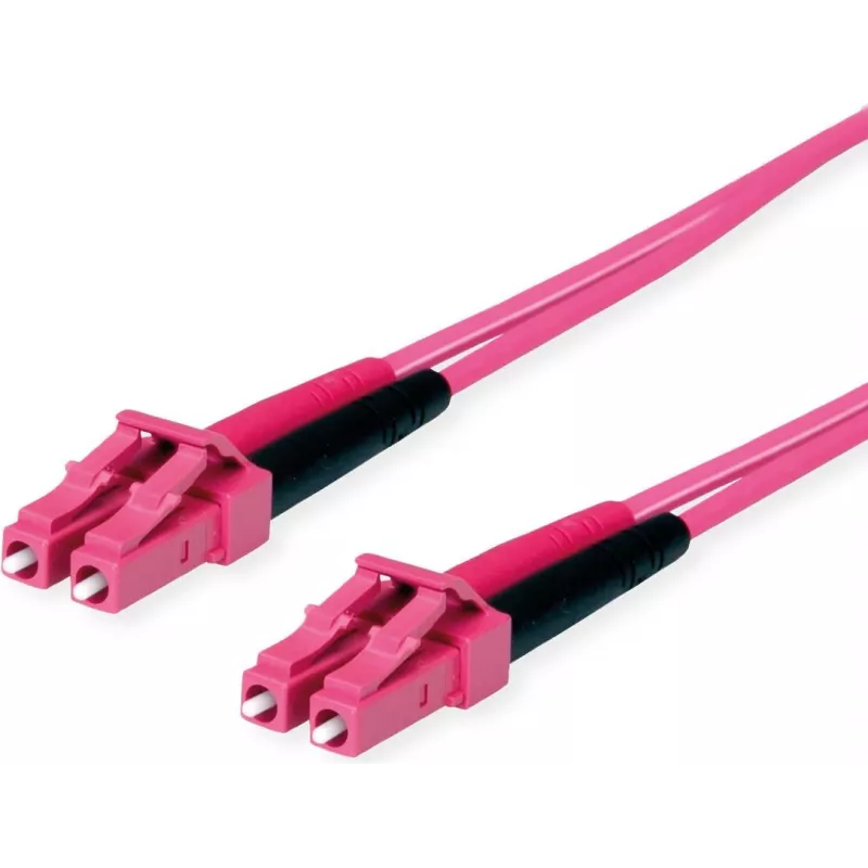 TELEGÄRTNER 10m LC to LC OM4 Duplex 50/125 Multimode Fiber Patch Cable, Violet LSZH 100011512