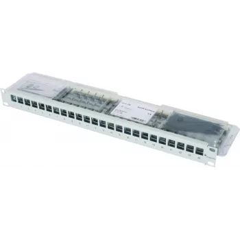 TELEGÄRTNER 19 inch 1U Modular Patch Panel with 24 AMJ-S Cat.6A Shielded Modules, T568A, Tool-less IDC, RJ45/RJ11/RJ12 J02023A0039