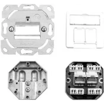 Telegärtner AMJ45 8/8 K UP/50 Cat.6+ Cable Duct Outlet, 2 x RJ-45, Shielded, Alpine White