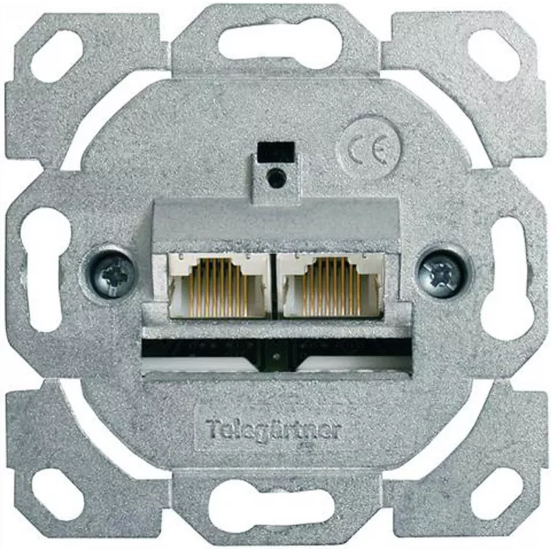 Telegärtner AMJ45 8/8 UP/0 Flush-Mount RJ45 Outlet, 2-Port, Cat.6A, Shielded, Pure White J00020A0388