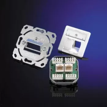 Telegärtner AMJ45 8/8 UP/0 Flush-Mount RJ45 Outlet, 2-Port, Cat.6A, Shielded, Pure White J00020A0388