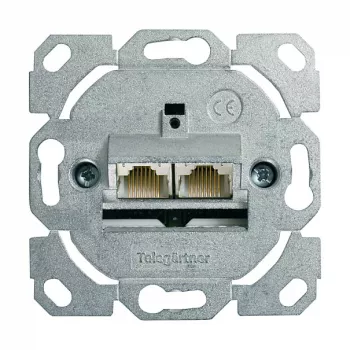 Telegärtner AMJ45 Data Outlet Module, 2-Port RJ45, Cat.6A Shielded, 10G, Tool-Free IDC, Zinc Housing