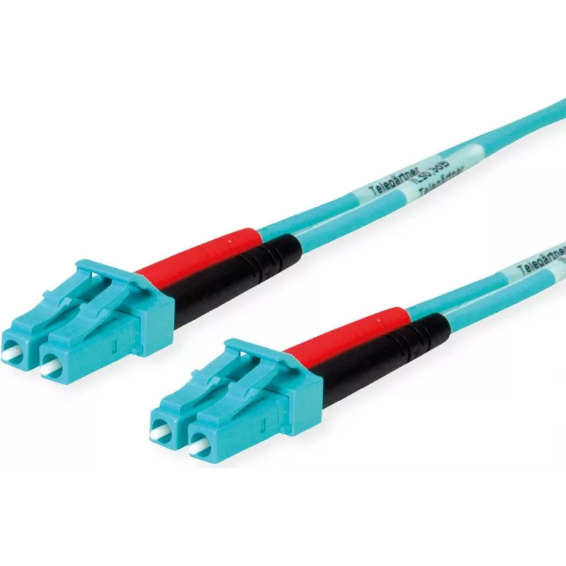 Telegärtner LC to LC Multimode OM3 Duplex Fiber Patch Cable, 1m, Aqua L00870A0003