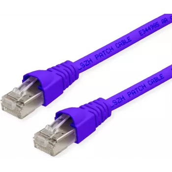 Telegärtner MP8 FS 500 Cat 6a S/FTP Patch Cable, RJ-45 Male to RJ-45 Male, 0.5 m, Violet, Snagless