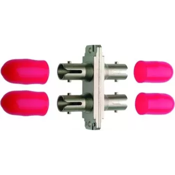 Telegärtner ST Female to ST Female Duplex Fiber Optic Coupler, Flange Mount, Zirconia Ceramic Ferrule, Nickel-Plated Brass Housing, <0.2 dB Insertion Loss J08011A0017