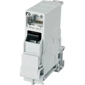 Telegärtner STX DIN Rail Mounted RJ45 Cat.6A Shielded Module, Light Grey