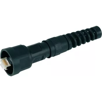 Telegärtner STX V1 RJ45 Plug Set, Plastic Variant 1, Straight, 8P8C, Shielded, Black, 1 Piece