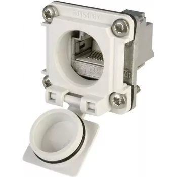 Telegärtner STX V6 RJ45 Flange Mount Coupler Set Variant 6, 8P8C, Shielded, Cat.6A, IP67, Light Grey J00020A0483