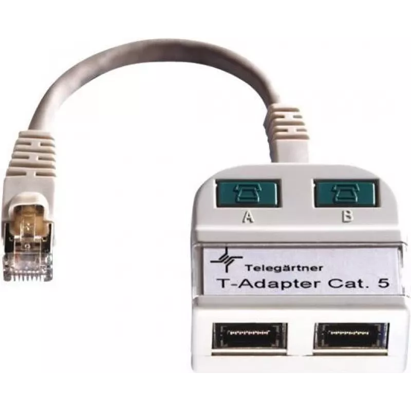 Telegärtner Token Ring Splitter RJ45 Male to 2x RJ45 Female Shielded Light Grey J00029A0011