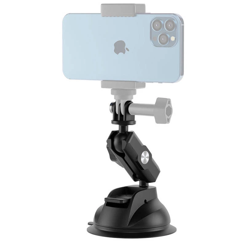 TELESIN Universal Suction Cup Holder with Phone Holder and Action Camera Mount TE-SUC-012