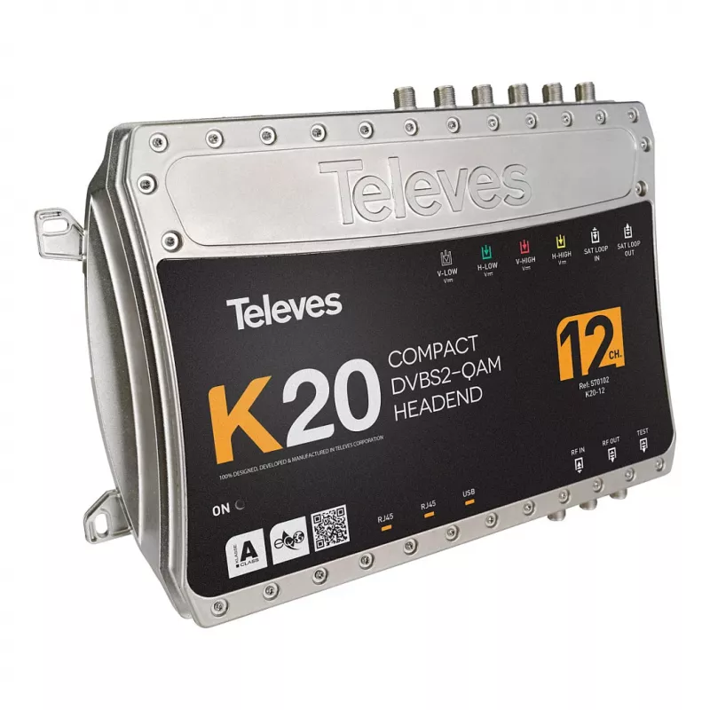 Televes K20-12 Compact Headend - 12 DVB-S2 Transponders to QAM