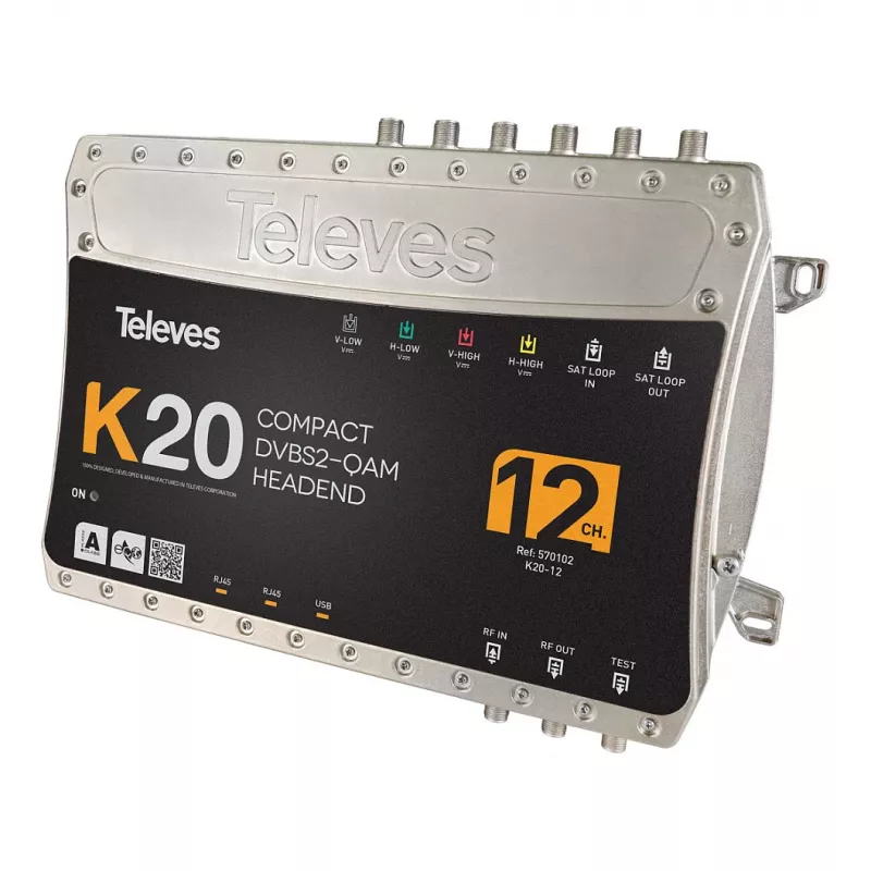 Televes K20-12 Compact Headend - 12 DVB-S2 Transponders to QAM
