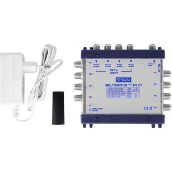Telmor Multiswitch TT 5/8 Terminal – 5 Input (4 SAT + 1 TER) to 8 Outputs, DiSEqC 2.0, Metal Housing