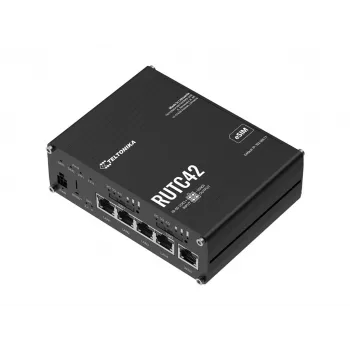 Teltonika RUTC42 5G NR Wireless Router with 4-Port Gigabit Switch, Dual-Band Wi-Fi 5, Dual SIM, GNSS, Aluminium Housing