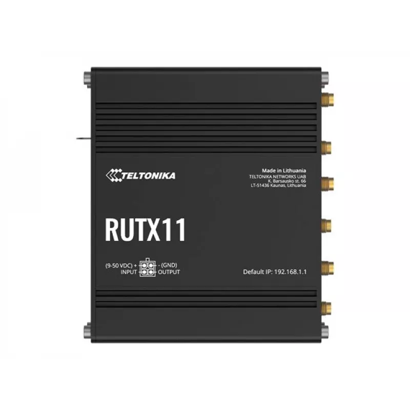 Teltonika RUTX11 4G/LTE Cat 6 Dual-SIM Router, US Version, Wi-Fi 5, 5x Gigabit Ethernet, GPS, Aluminum, IP30