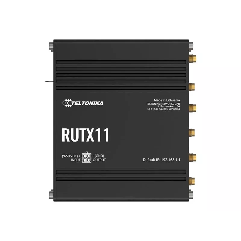 Teltonika RUTX11 4G/LTE Cat 6 Dual-SIM Router, US Version, Wi-Fi 5, 5x Gigabit Ethernet, GPS, Aluminum, IP30