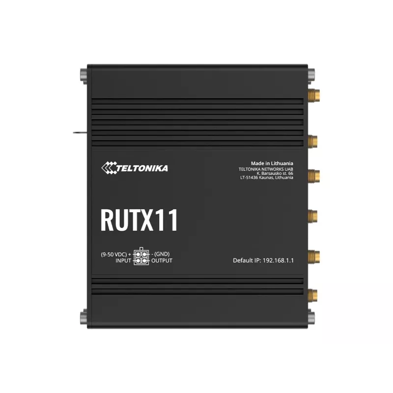 Teltonika RUTX11 4G/LTE Cat 6 Dual-SIM Router, US Version, Wi-Fi 5, 5x Gigabit Ethernet, GPS, Aluminum, IP30