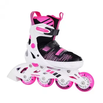 Tempish Gokid Girl Adjustable Inline Skates for Girls, EU 29-32 – 64mm PU Wheels, ABEC 5 Bearings, Pink/White/Purple