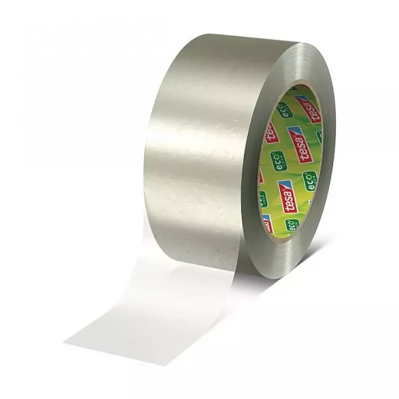Tesa 58297-00000-01 Transparent PVC Packaging Tape, 66 m x 50 mm, Natural Rubber Adhesive, 60 N Tensile Strength, 1 Roll