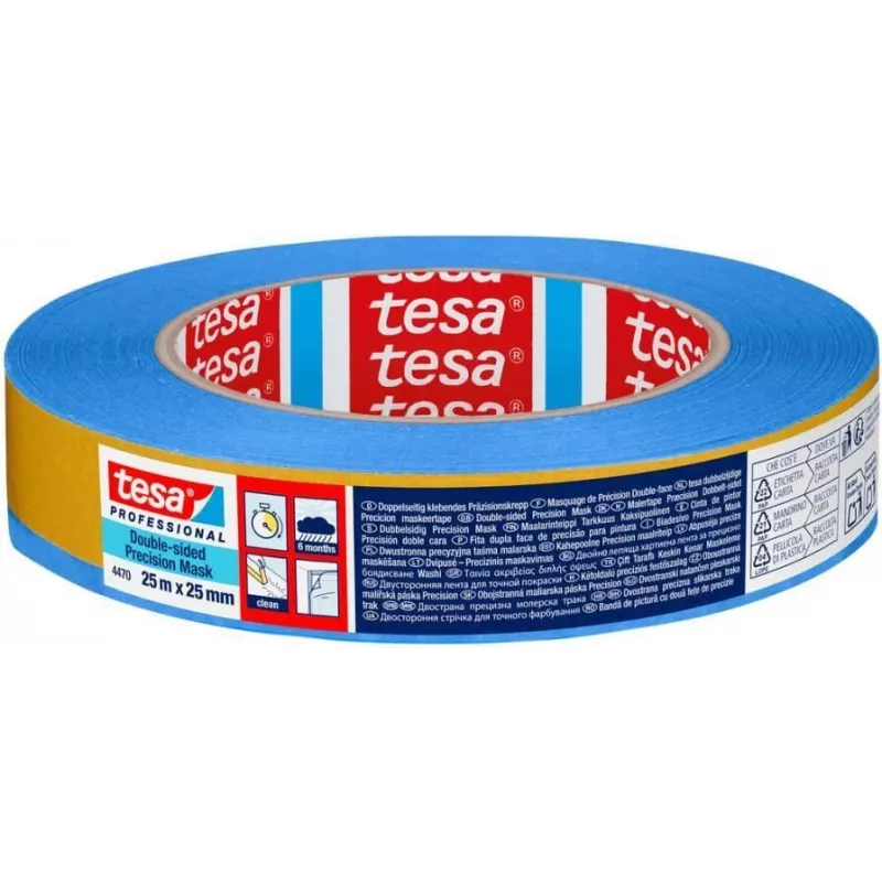 tesa Professional 04470-00001-00 Double-Sided PET Tape, 25 m x 25 mm, Blue Liner