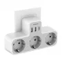 TESSAN Wall Socket TS-323-DE-C with 3 AC Outlets and 3 USB-A Ports, 16A, 3680W, White
