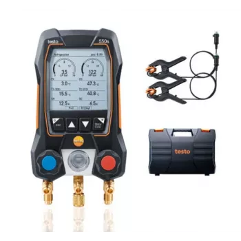 testo 550s Digital Manifold Gauge Set with Bluetooth and 2 Wireless Clamp Temperature Probes (0564 5501)