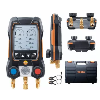 testo 550s Digital Manifold Gauge Set with Bluetooth and 2 Wireless Clamp Temperature Probes (0564 5501)