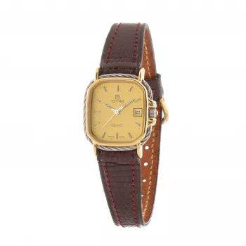 TETRA Women's Manual Winding Watch 124-C-GRNT 23mm Stainless Steel Grey Velour Leather