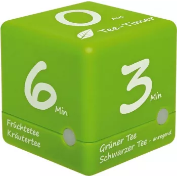 TFA 38.2035.04 Cube Timer Digital Tea Timer - White, Countdown with 5/10/15/20 Min Presets, LCD, Beep Alarm, AAA Battery
