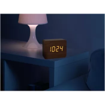TFA 60.2549.08 CLOCCO Radio-Controlled Alarm Clock Wood-Look Brown
