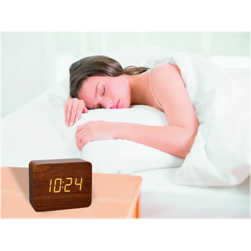TFA 60.2549.08 CLOCCO Radio-Controlled Alarm Clock Wood-Look Brown