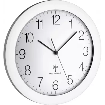 TFA 60.3512.02 Radio-Controlled Alarm Clock with Indoor Temperature Display, White