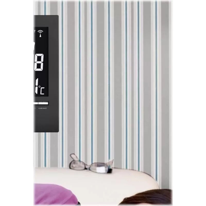 TFA 60.4508 Radio-Controlled Wall Clock, Silver Frame, White Dial, 30 cm Diameter, Silent Sweep