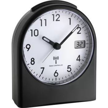 TFA 98.1040.01 Radio Controlled Alarm Clock with Temperature Display, Black