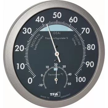 TFA Dostmann 45.2043.51 Analog Weather Station with Barometer, Thermometer, and Hygrometer - White/Silver