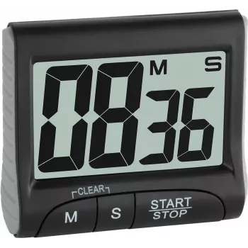 TFA Dostmann Digital Kitchen Timer and Stopwatch - Black - 99 min - Plastic - LCD - Magnetic (38.2021.01)