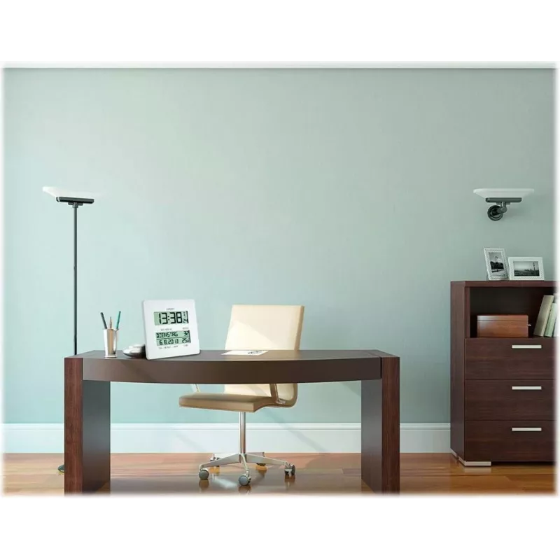 TFA Dostmann Time Line Digital Table Clock White Square (60.4509.02)