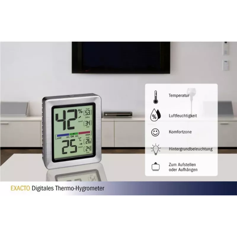 TFA EXACTO Digital Thermo-Hygrometer Silver (30.5047.54)