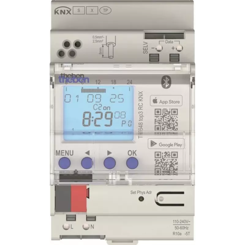 Theben TR 648 top3 RC KNX Annual Time Switch, 2-Channel, DIN Rail, 16 A, GPS, Astro, 800 Programs 6489130