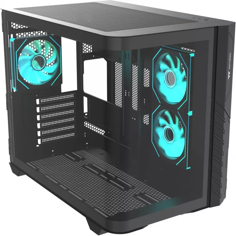 Thermaltake Vision 330 CR ARGB SE Edition Mid Tower Case, Black, 3x Tempered Glass Panels, 3x CT140 ARGB Fans